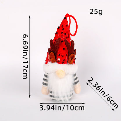 Christmas Decoration Christmas Sequin Lighted Rudolph Doll Christmas Glowing Faceless Gnome Doll Ornament