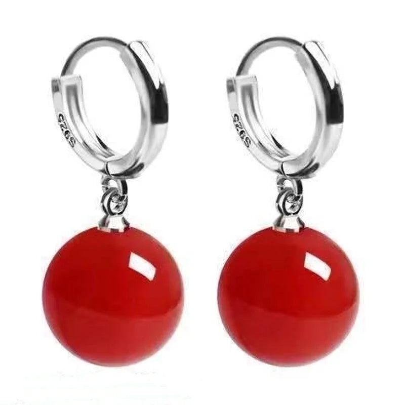 1 Pair Elegant Round Agate Drop Earrings