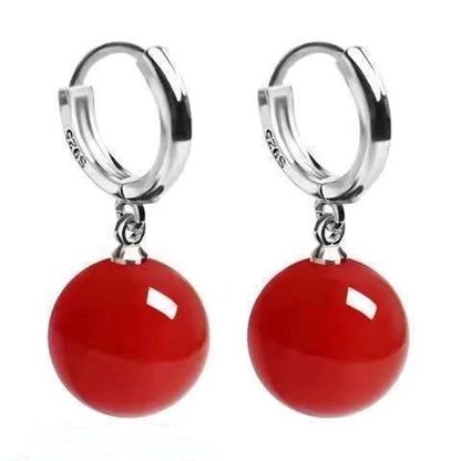 1 Pair Elegant Round Agate Drop Earrings