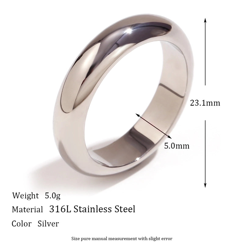 Minimalist Classic Style Round 304 Stainless Steel 18K Gold Plated Plating Rings