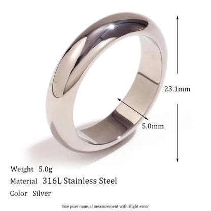 Minimalist Classic Style Round 304 Stainless Steel 18K Gold Plated Plating Rings