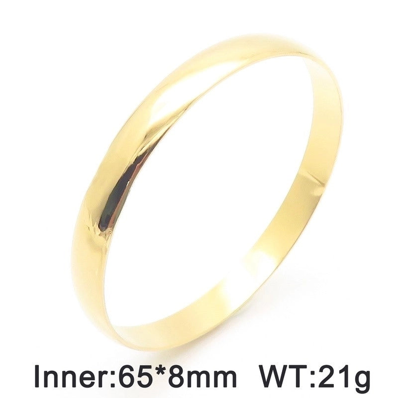 Minimalist Round Stainless Steel 18K Gold Plated Bangle In Bulk