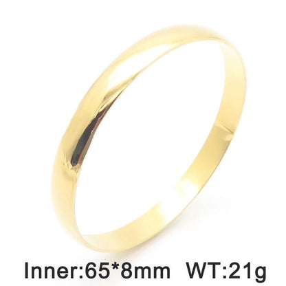 Minimalist Round Stainless Steel 18K Gold Plated Bangle In Bulk