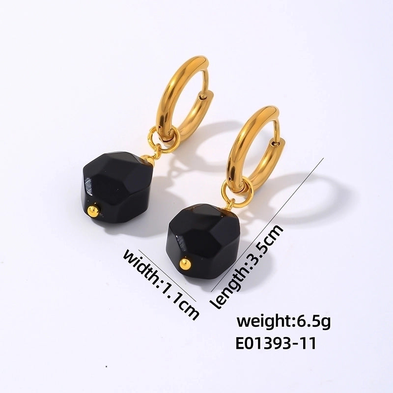 1 Pair Lady Minimalist Commute Geometric 304 Stainless Steel Natural Stone Drop Earrings