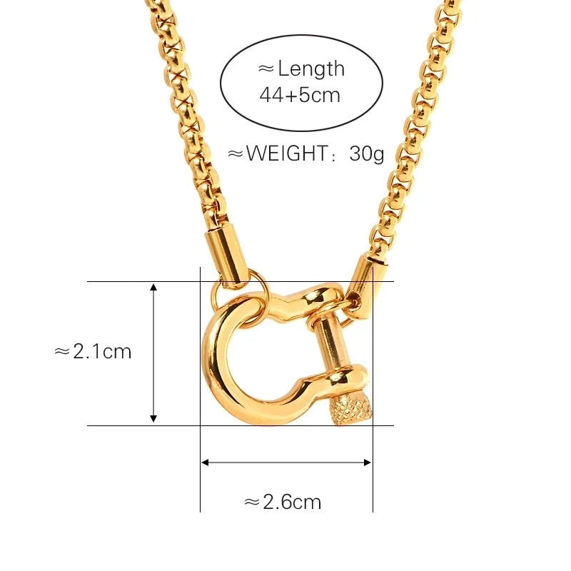Classic Style Solid Color Horseshoe 304 Stainless Steel Titanium Steel 18K Gold 18K Gold Plated Stainless Steel Necklaces