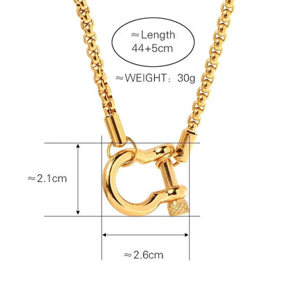 Classic Style Solid Color Horseshoe 304 Stainless Steel Titanium Steel 18K Gold 18K Gold Plated Stainless Steel Necklaces