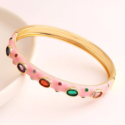 2 Pieces Fashion Round Circle Copper Electroplating Bangles