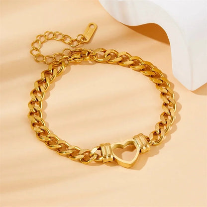 Minimalist Classic Style Heart Shape 304 Stainless Steel Stainless Steel Bracelets In Bulk