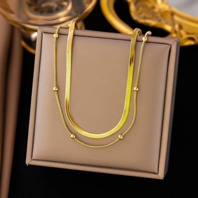 304 Stainless Steel 18K Gold Plated Minimalist Plating Inlay U Shape Heart Shape Acrylic Artificial Rhinestones Plastic Pendant Necklace