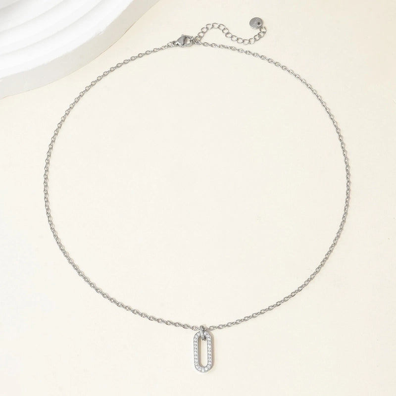 Luxurious Geometric 304 Stainless Steel Rhinestones 14K Gold Plated Polishing Plating Inlay Pendant Necklace