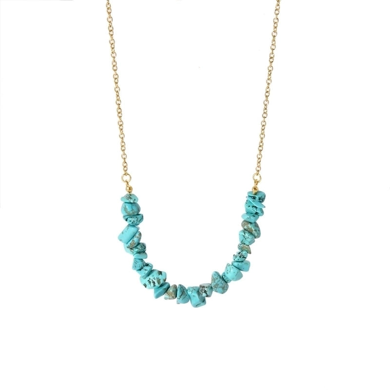 Retro Irregular 304 Stainless Steel Turquoise 18K Gold Plated Necklace In Bulk