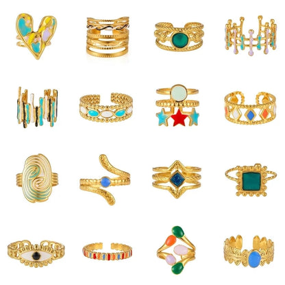 Elegant Minimalist Geometric 304 Stainless Steel Enamel Stainless Steel Rings