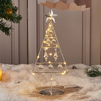 Christmas Electroplated Iron Tree Led Lighted Crystal Christmas Tree Desktop Decoration Christmas Eve Party Supplies