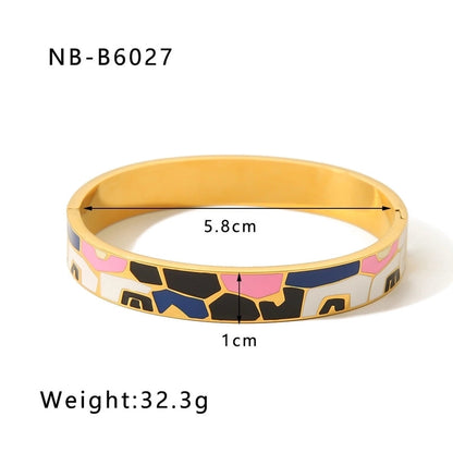 304 Stainless Steel 18K Gold Plated Basic Minimalist Plating Geometric Bangle