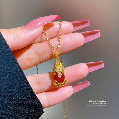 Fashion Geometric Titanium Steel Copper Plating Artificial Diamond Necklace