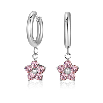 1 Pair Minimalist Classic Style Flower Inlay 304 Stainless Steel Zircon Drop Earrings