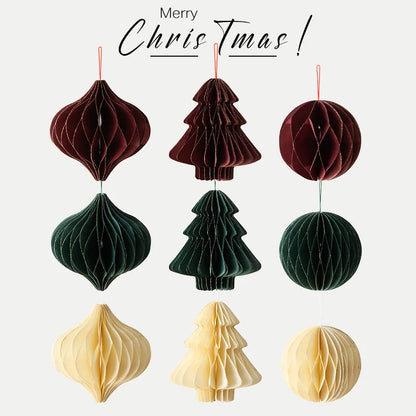Hot Sale Christmas Paper Folding Honeycomb Christmas Tree Hanging Decoration Party Christmas Decoration Supplies Hanging Ornament