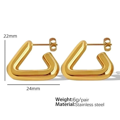 1 Pair Elegant Vintage Style Triangle Croissant Rhombus Pleated 304 Stainless Steel Titanium Steel 18K Gold Plated Ear Studs