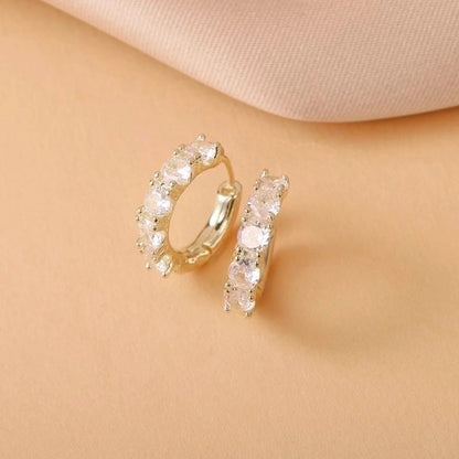 Minimalist C Shape Plating Inlay Copper Zircon 14K Gold Plated Earrings