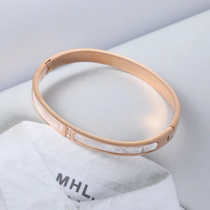 Ins Style Elegant Korean Style Geometric Stainless Steel Plating Diamond 18k Gold Plated Bangle