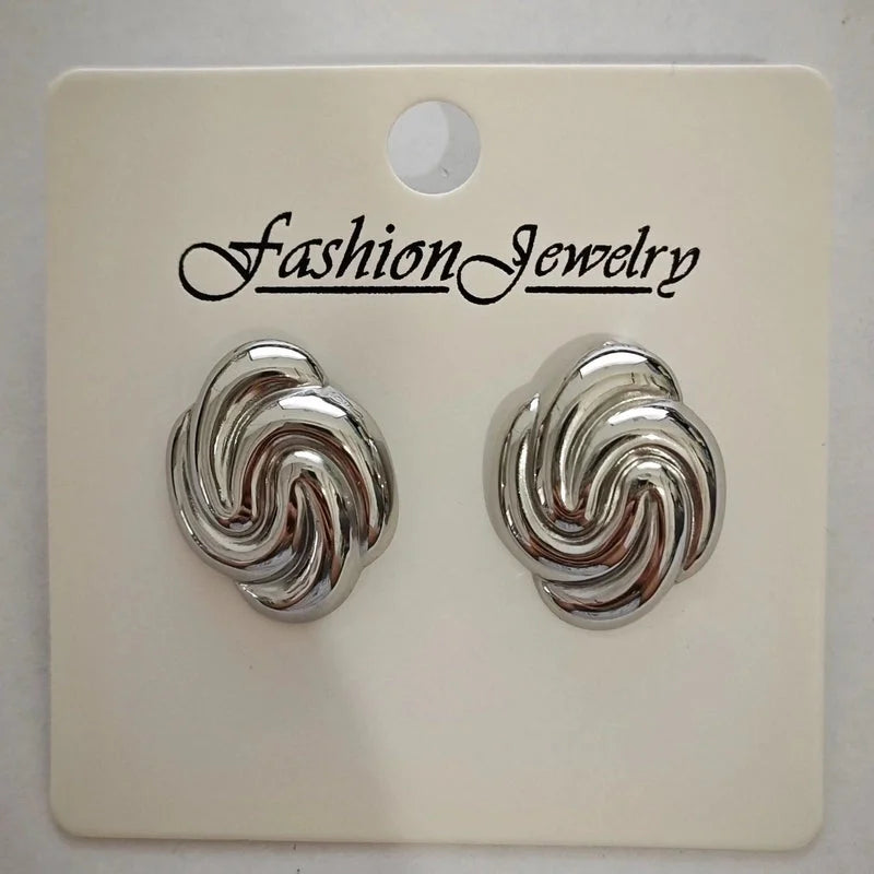 1 Pair Retro Solid Color Irregular Plating 304 Stainless Steel Stainless Steel Earrings