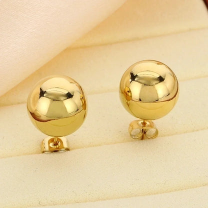 1 Pair Minimalist Round 304 Stainless Steel 18K Gold Plated Ear Studs