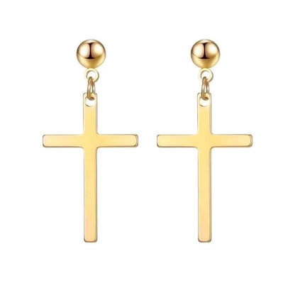 Punk Cross Stainless Steel Plating Drop Earrings 1 Piece