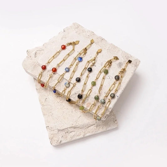 Vintage Style Color Block Stainless Steel Plating Bracelets