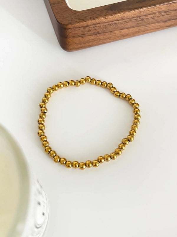 Casual Minimalist Round 316L Stainless Steel 18K Gold Plated Bracelets In Bulk