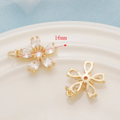 1 Piece Alloy Heart Shape Flower Pendant