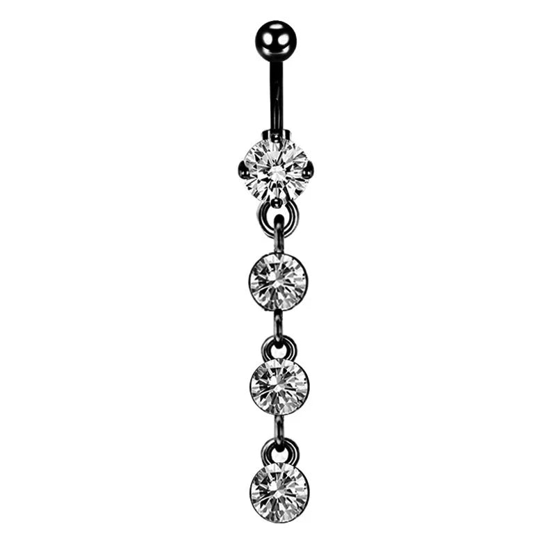 1 Piece Belly Rings Minimalist Classic Style Solid Color 304 Stainless Steel Inlay Zircon Belly Rings