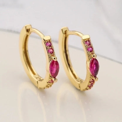 1 Pair Minimalist Artistic Round Copper Plating Inlay Zircon 18k Gold Plated Hoop Earrings