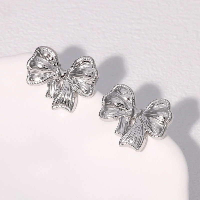 1 Pair IG Style Modern Style Minimalist Bow Knot 304 Stainless Steel 18K Gold Plated Ear Studs