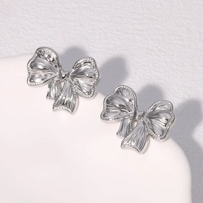 1 Pair IG Style Modern Style Minimalist Bow Knot 304 Stainless Steel 18K Gold Plated Ear Studs