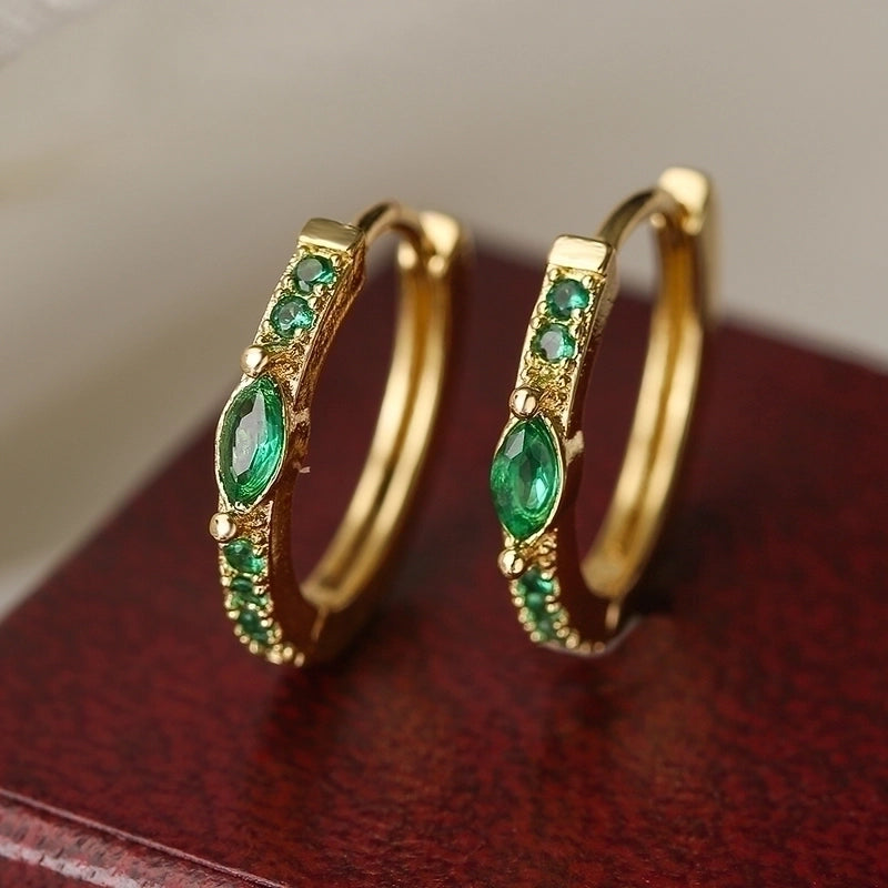 1 Pair Minimalist Artistic Round Copper Plating Inlay Zircon 18k Gold Plated Hoop Earrings