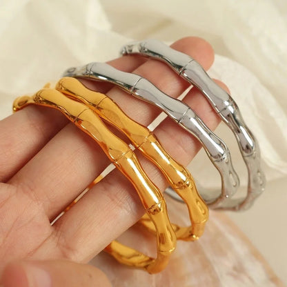 Casual French Style IG Style Solid Color 304 Stainless Steel 18K Gold Plated Bangle In Bulk