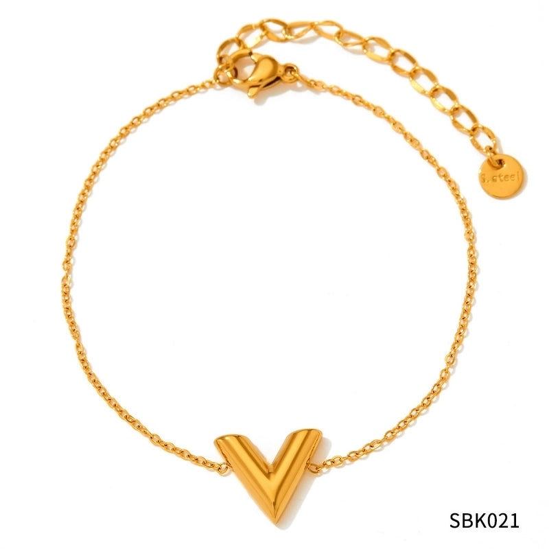 Minimalist Letter Stainless Steel Titanium Steel Bracelets Earrings Necklace