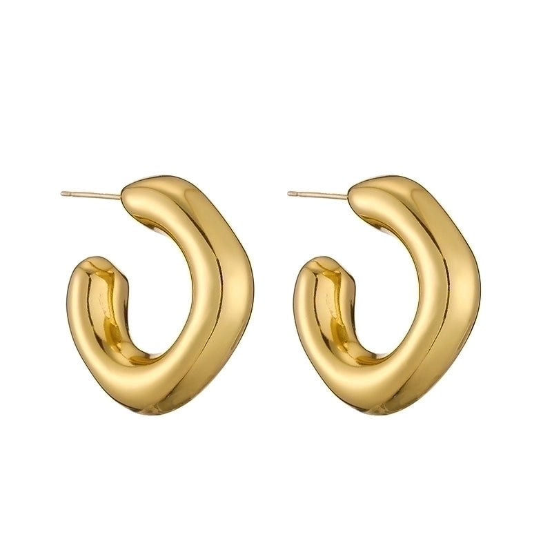 1 Pair Vintage Style Minimalist C Shape Oval Twist Plating Copper 18k Gold Plated Earrings