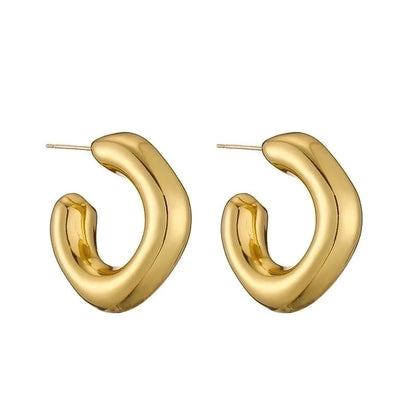 1 Pair Vintage Style Minimalist C Shape Oval Twist Plating Copper 18k Gold Plated Earrings