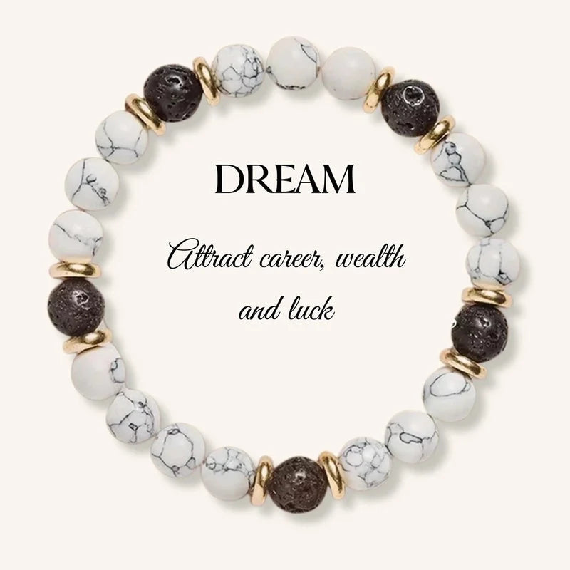 Retro Bohemian Round Semi-precious Stone Elastic String Bracelets In Bulk Natural Stone Bracelet