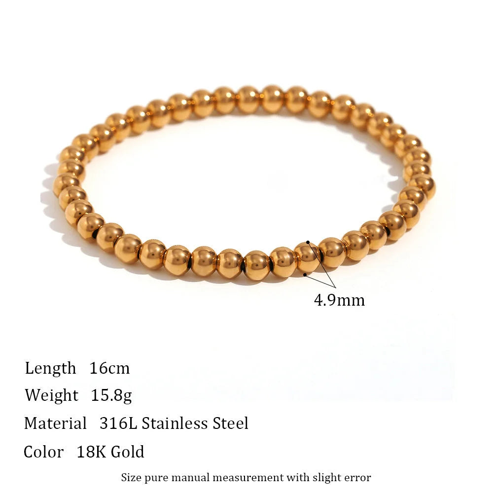 Women Fashion Round Geometric Stainless Steel 18K Gold Plated Bracelets