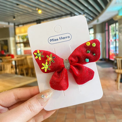 Christmas Cute Kid'S Christmas Tree Santa Claus Alloy Hair Clip Hair Band Hair Tie