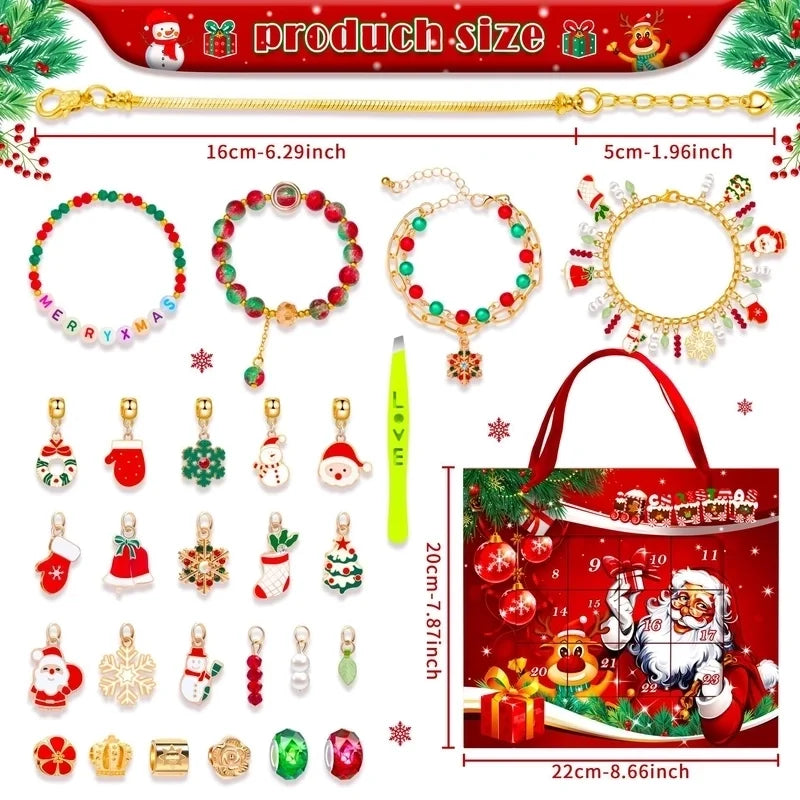 1 Set Alloy Santa Claus Christmas Socks Snowflake Pendant Chain Jewelry Accessories