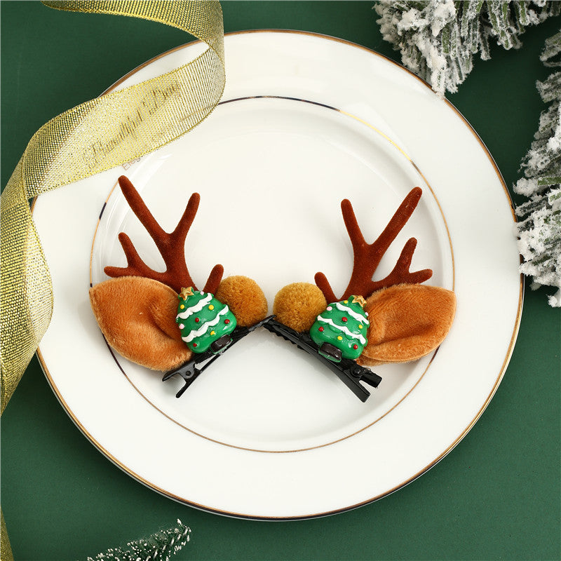 Christmas Outfit Hair Clips Hairpins Hair Accessories Children Princess Hair Ornaments Cute Reindeer Antlers Small Gifts