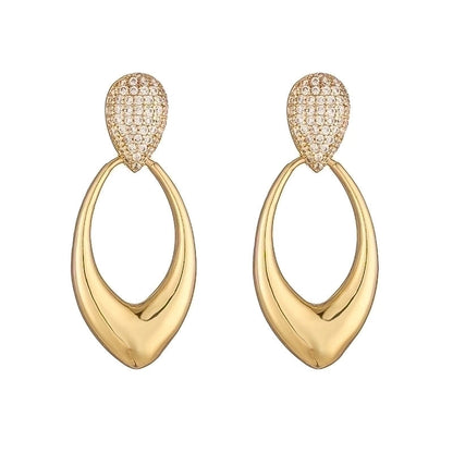 1 Pair Vintage Style Minimalist C Shape Oval Twist Plating Copper 18k Gold Plated Earrings