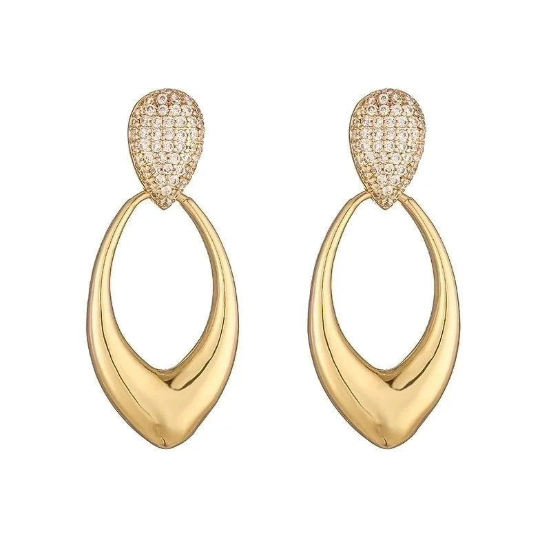 1 Pair Vintage Style Minimalist C Shape Oval Twist Plating Copper 18k Gold Plated Earrings