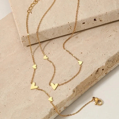 Modern Style Minimalist Heart Shape 304 Stainless Steel 316 Stainless Steel No Inlaid 16K Gold Plated White Gold Plated Gold Plated Bracelets Anklet Necklace