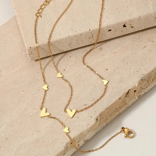 Modern Style Minimalist Heart Shape 304 Stainless Steel 316 Stainless Steel No Inlaid 16K Gold Plated White Gold Plated Gold Plated Bracelets Anklet Necklace