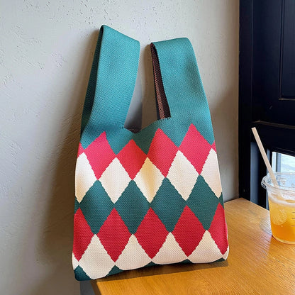 Vest Bag Vest Bag Cute Panda Large Knitted Shoulder Handbag Hand Bag Commuter Large Capacity Wrist Bag