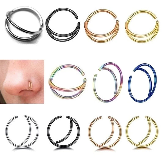 Minimalist Solid Color Stainless Steel Plating Nose Ring 1 Piece